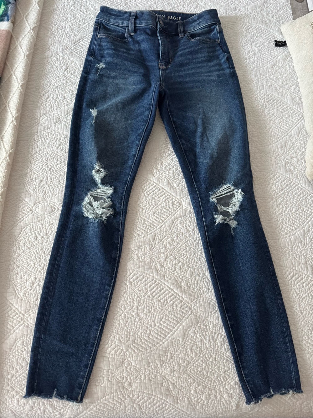 American Eagle Outfitters Dark Wash Distressed Skinny Jeans